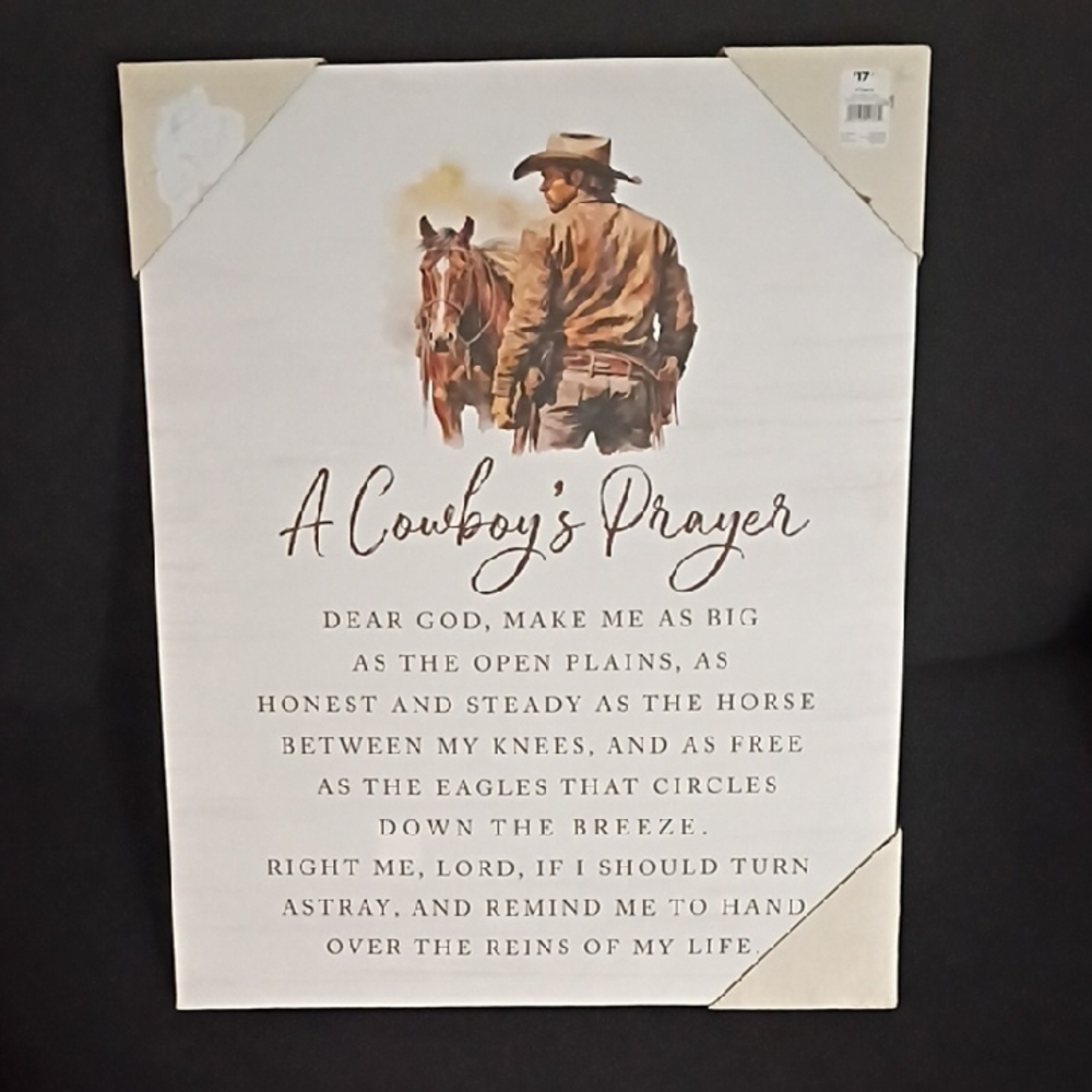 A Cowboy's Prayer Wall Art - Brown & Cream